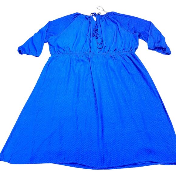 Skies Are Blue Dress Womens 3X Blue Lined Cinched Waist Round Neck Pullover - Picture 3 of 16